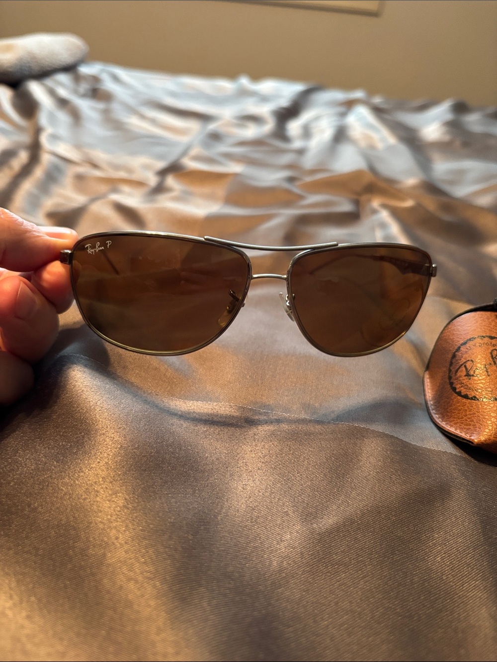 Ray-Ban Silver Frame Brown Lens Aviator Sunglasses